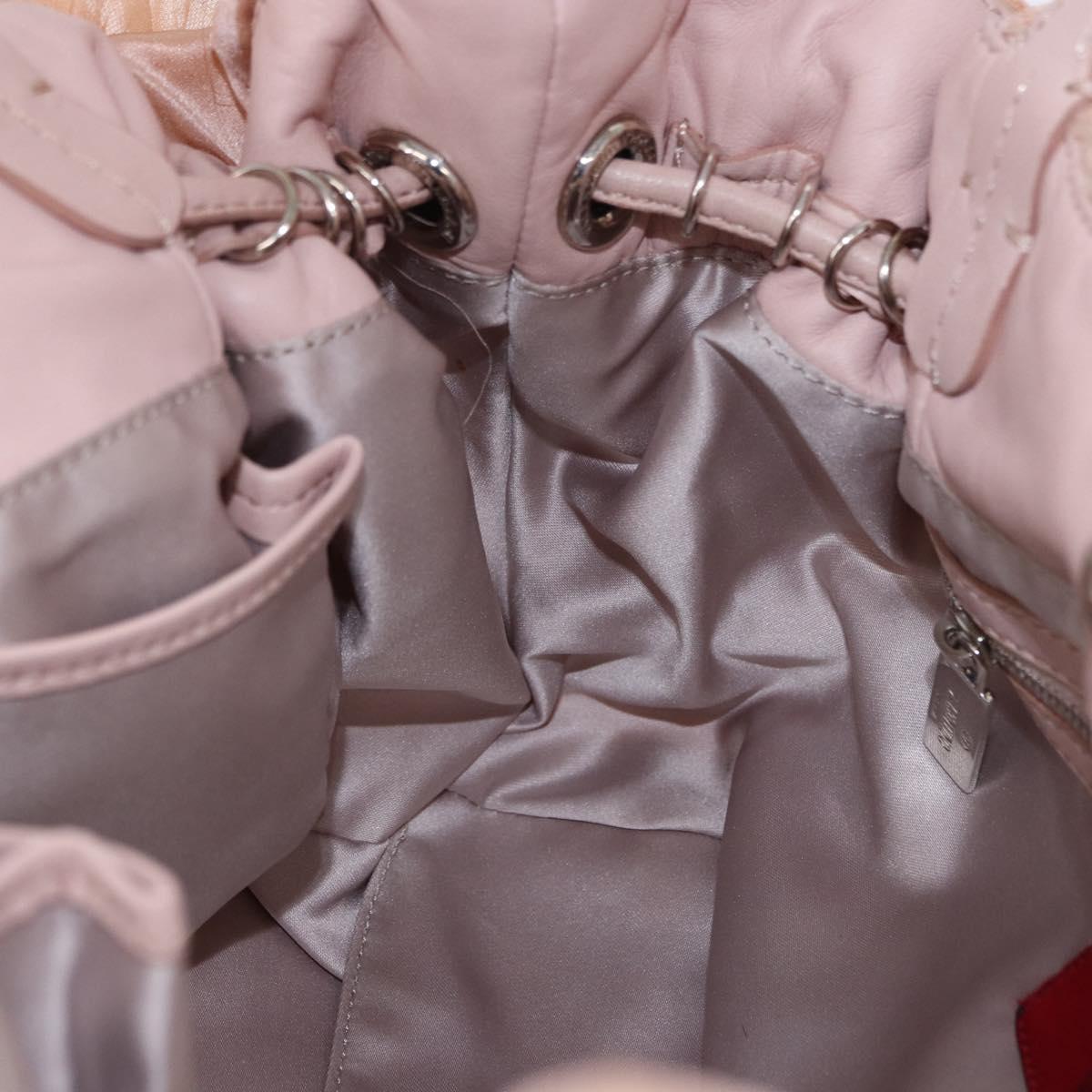 VALENTINO Tote Bag Leather Pink Silver Auth 192885A
