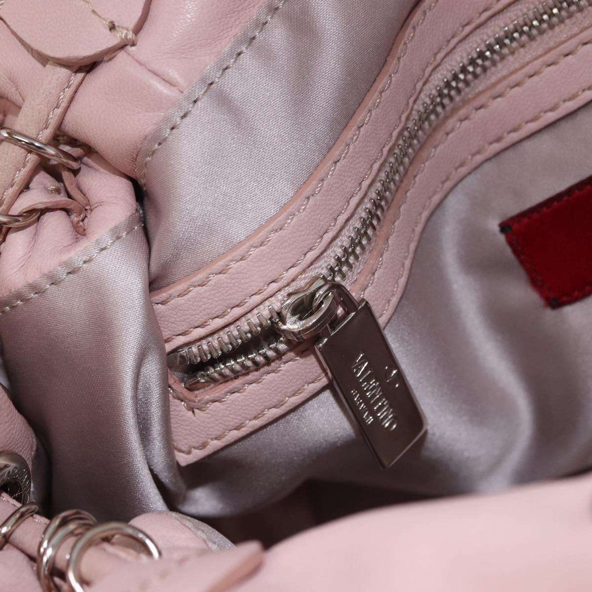 VALENTINO Tote Bag Leather Pink Silver Auth 192885A
