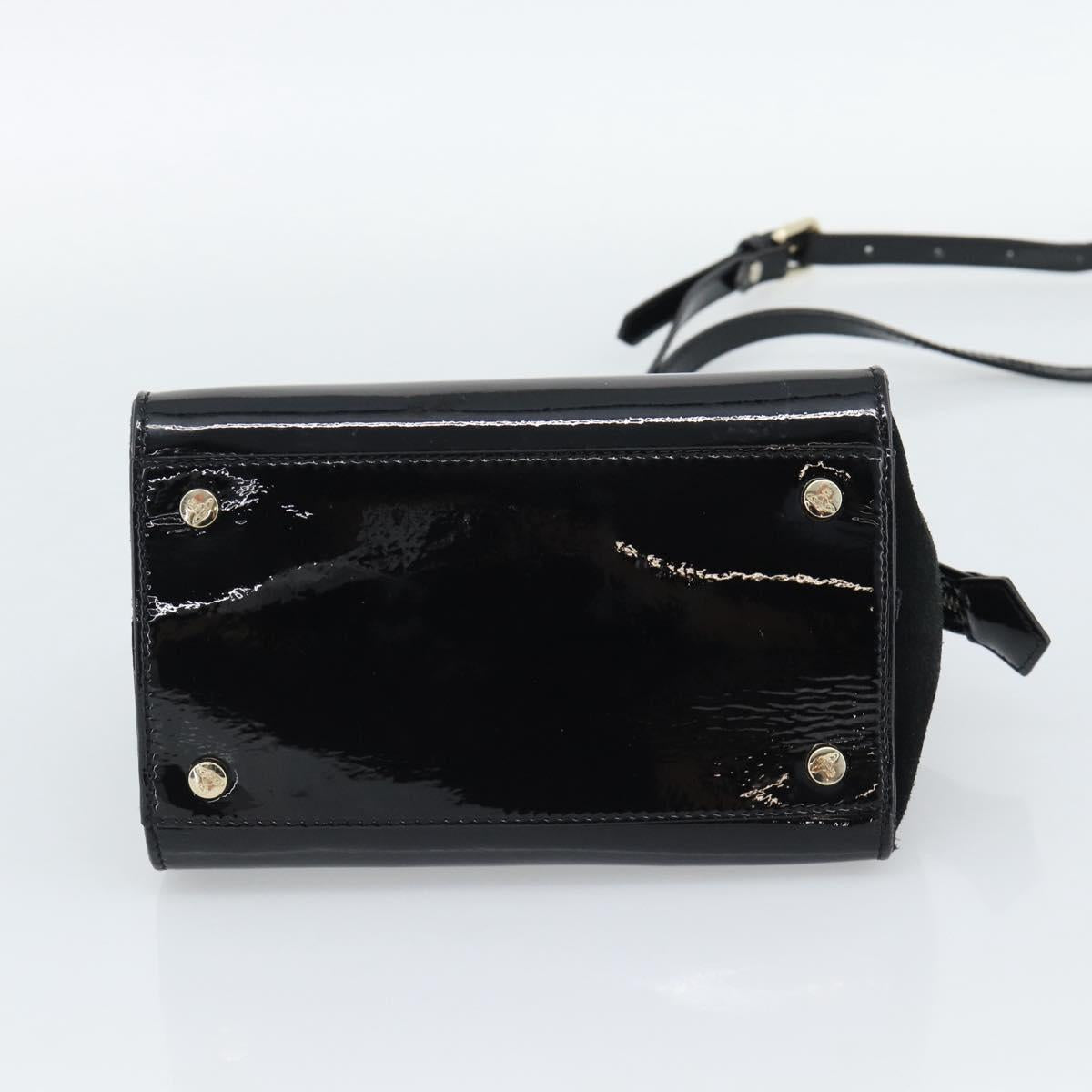 Vivienne Westwood Patent Hand Bag 2way Black Gold Tone Auth 192886A
