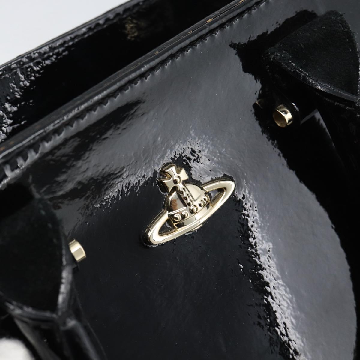 Vivienne Westwood Patent Hand Bag 2way Black Gold Tone Auth 192886A