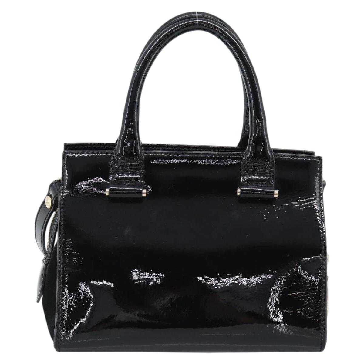 Vivienne Westwood Patent Hand Bag 2way Black Gold Tone Auth 192886A