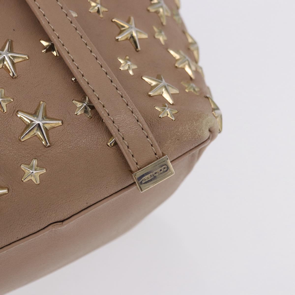 Jimmy Choo Hand Bag Leather Beige Gold Tone Auth 192888