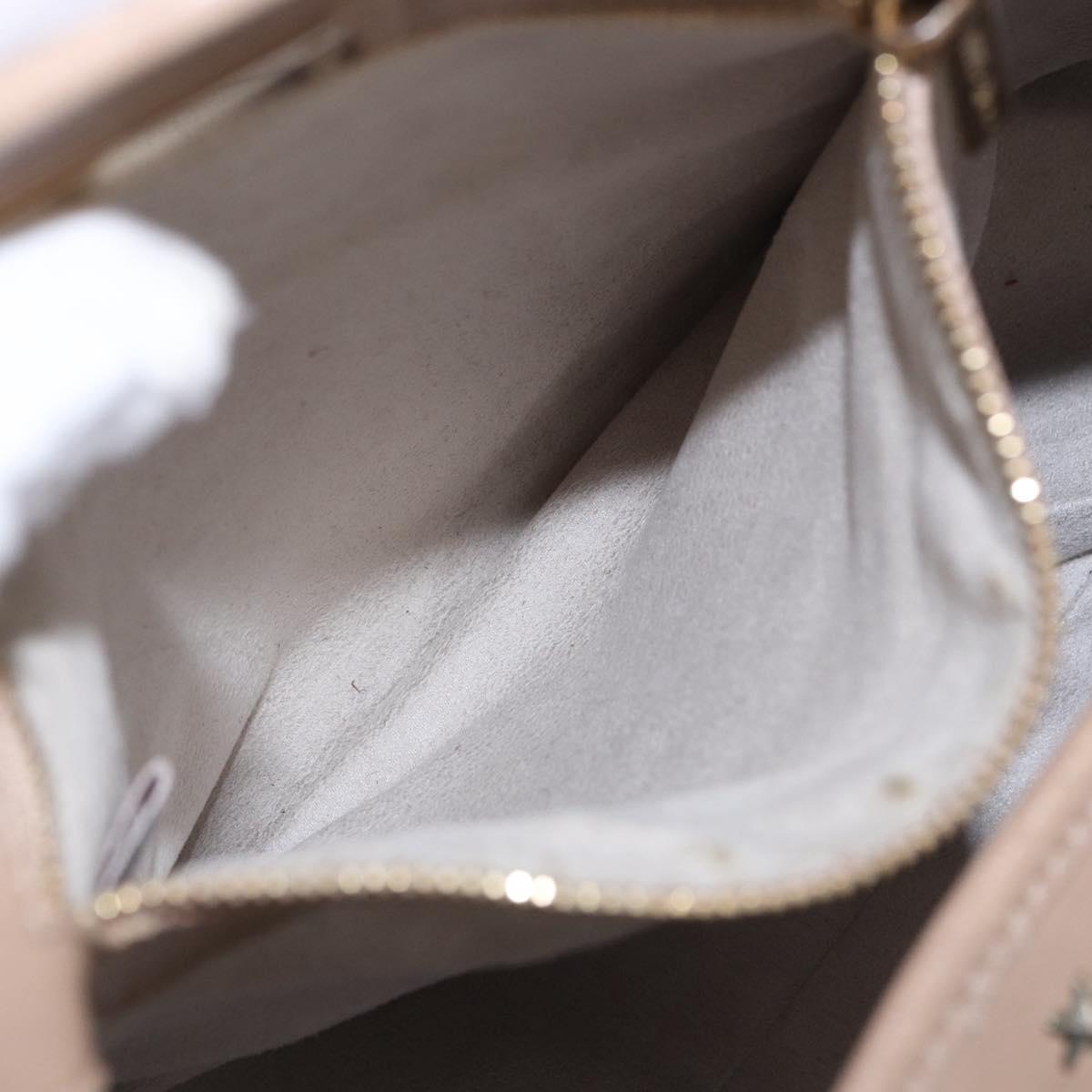 Jimmy Choo Hand Bag Leather Beige Gold Tone Auth 192888