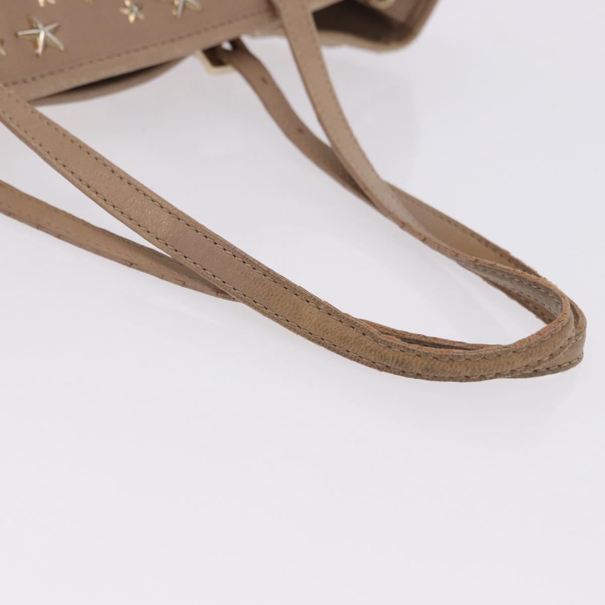 Jimmy Choo Hand Bag Leather Beige Gold Tone Auth 192888