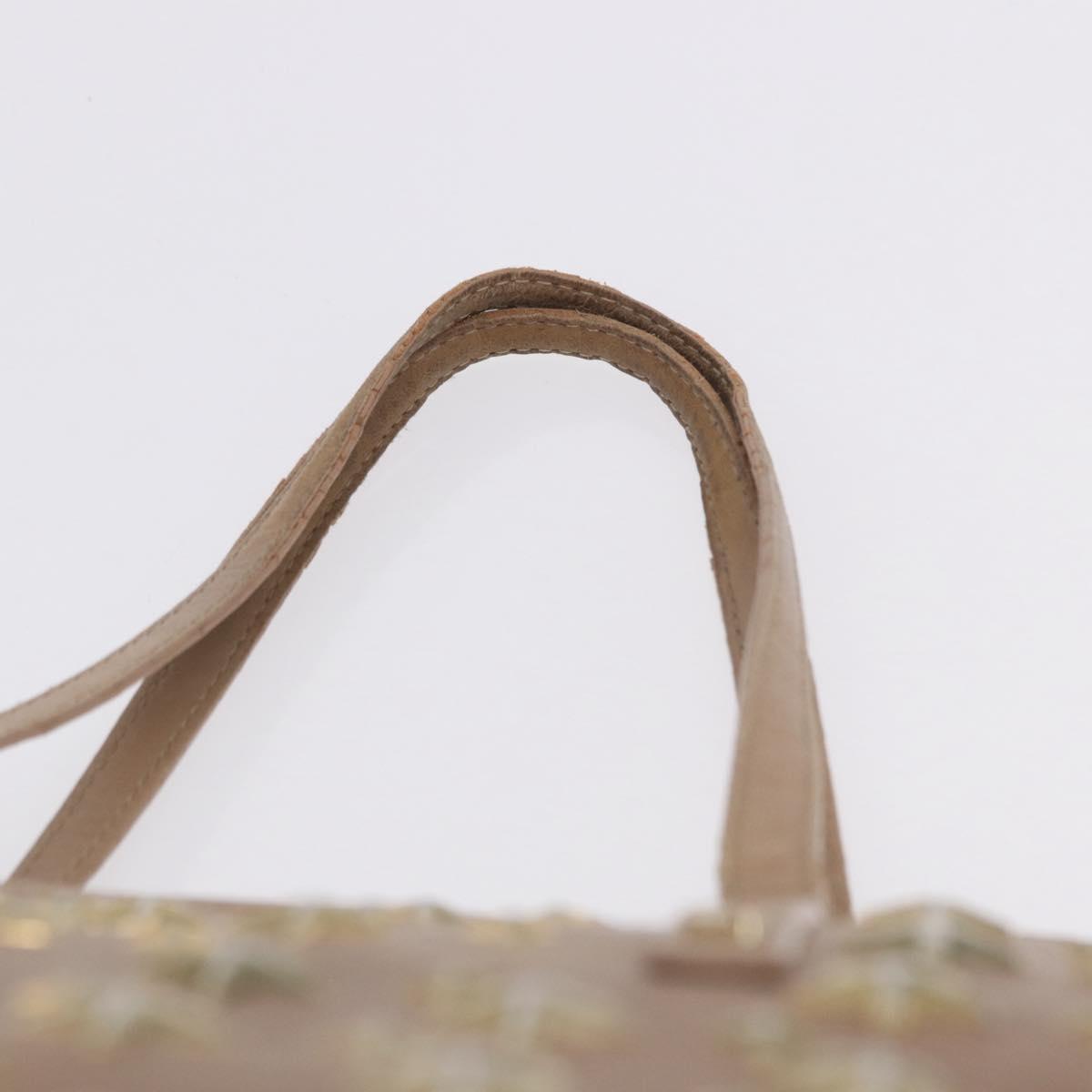 Jimmy Choo Hand Bag Leather Beige Gold Tone Auth 192888