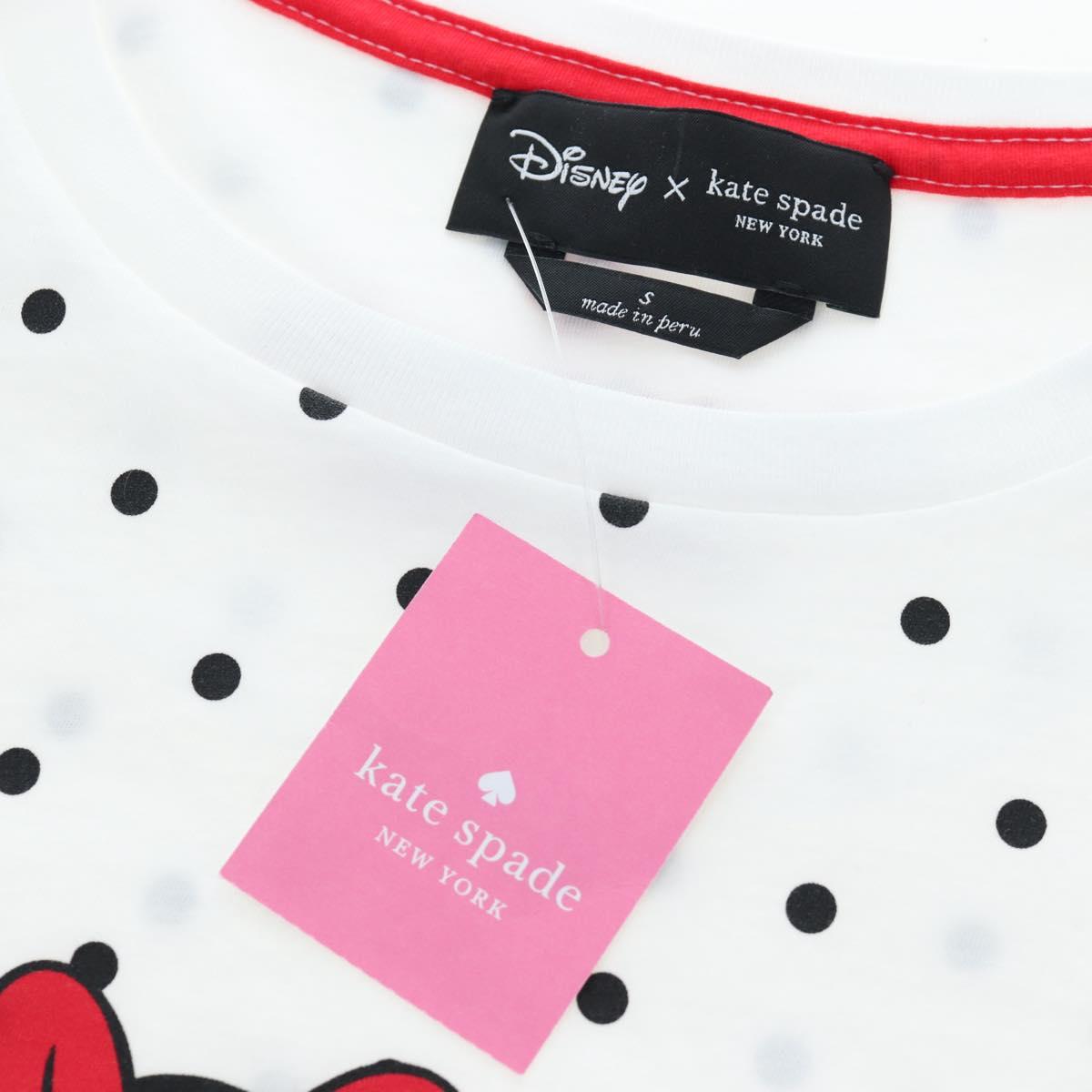 Kate Spade Disney Short-Sleeved T-Shirt Cotton White Pink Auth 192889M
