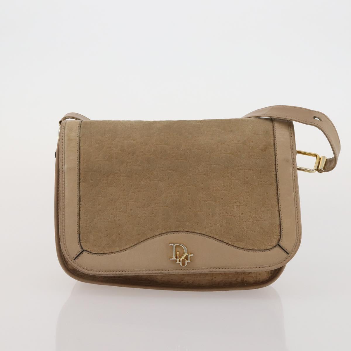 Christian Dior Shoulder Hand Bag Leather Suede 2 Set Beige Auth 192891