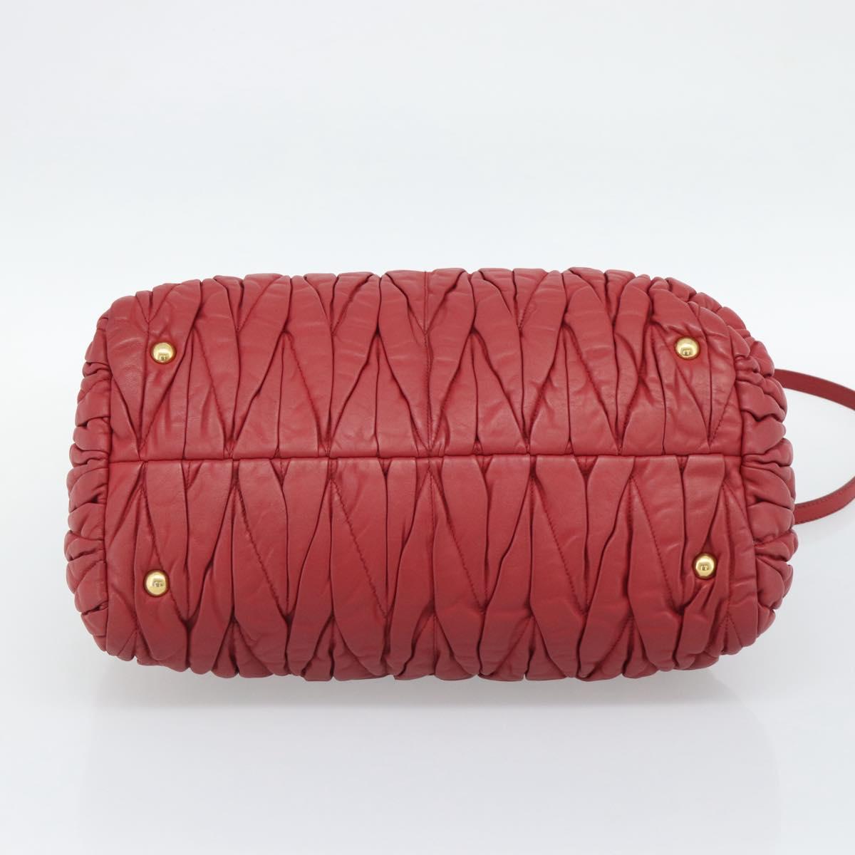 Miu Miu Matelasse Hand Bag Leather 2way Red Gold Auth 192905V