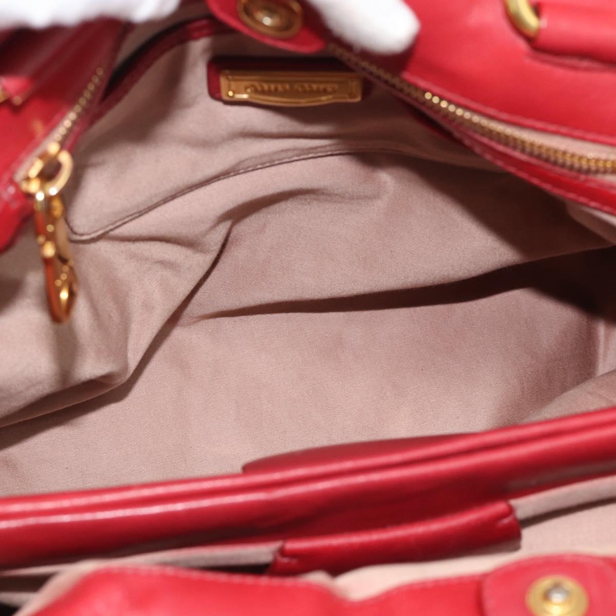 Miu Miu Matelasse Hand Bag Leather 2way Red Gold Auth 192905V