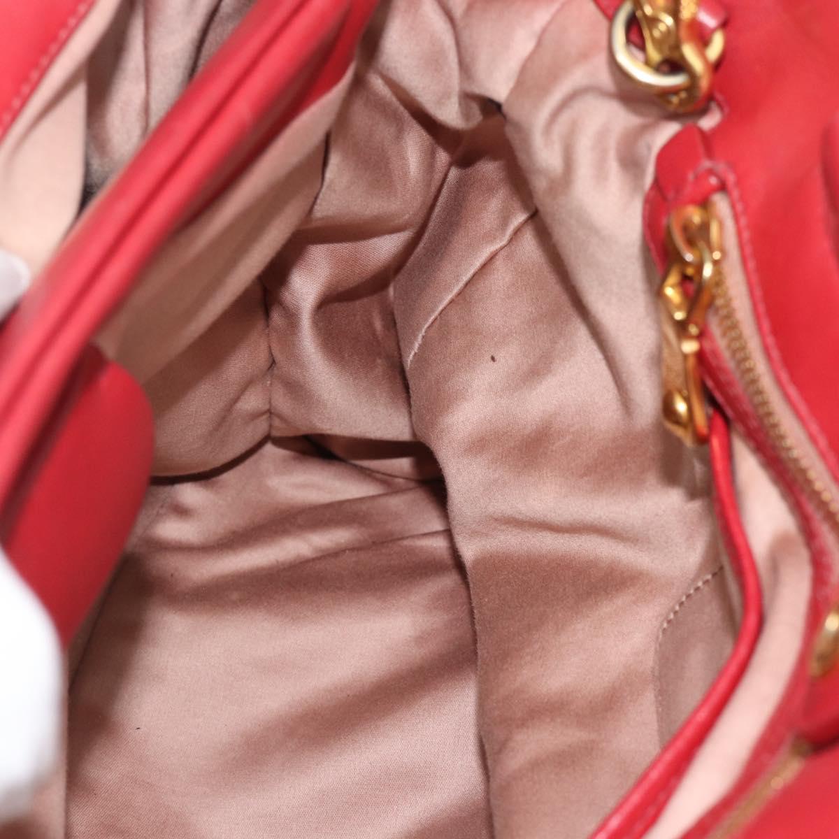Miu Miu Matelasse Hand Bag Leather 2way Red Gold Auth 192905V