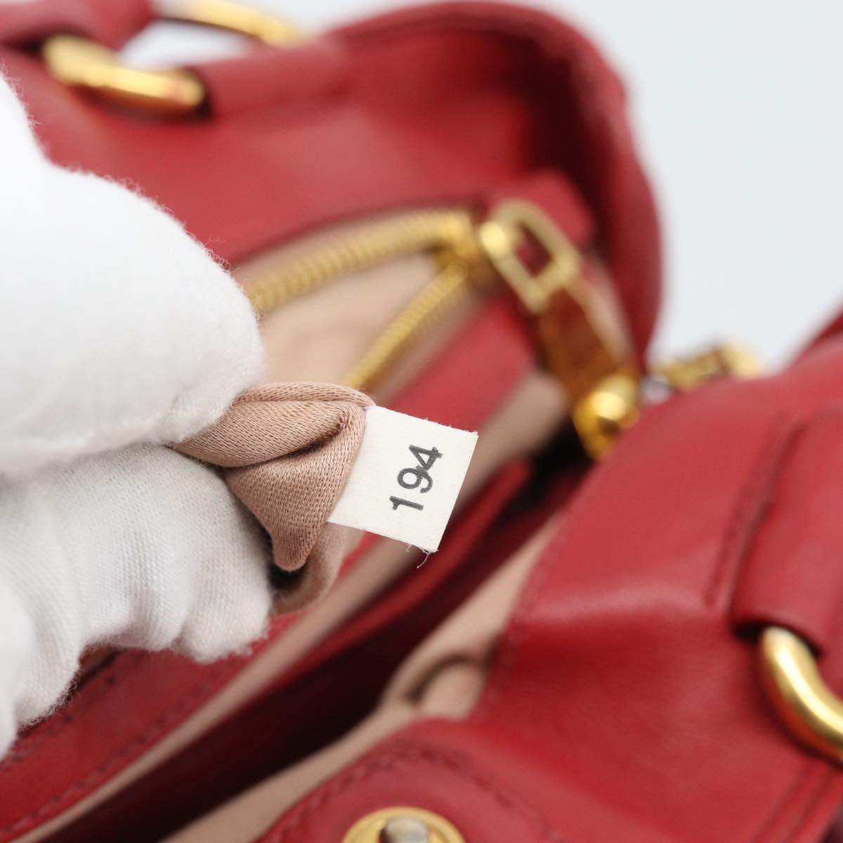 Miu Miu Matelasse Hand Bag Leather 2way Red Gold Auth 192905V