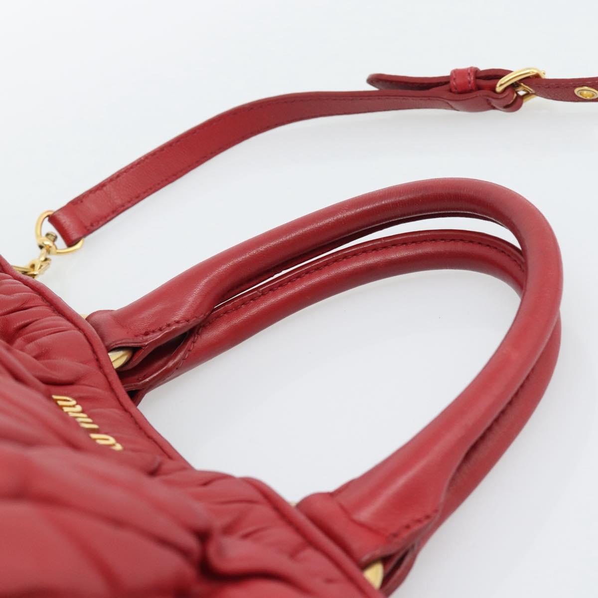 Miu Miu Matelasse Hand Bag Leather 2way Red Gold Auth 192905V