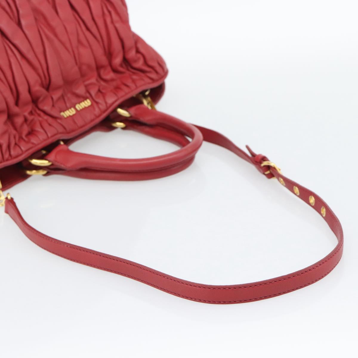 Miu Miu Matelasse Hand Bag Leather 2way Red Gold Auth 192905V