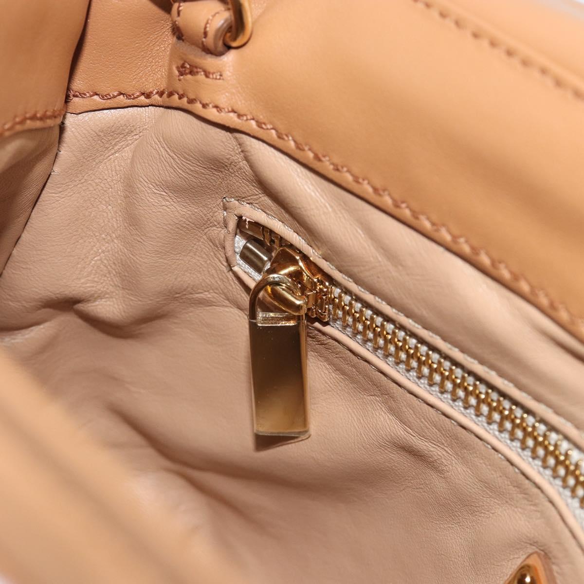 Salvatore Ferragamo Gancini Hand Bag Straw 2way Beige Gold Auth 192906V