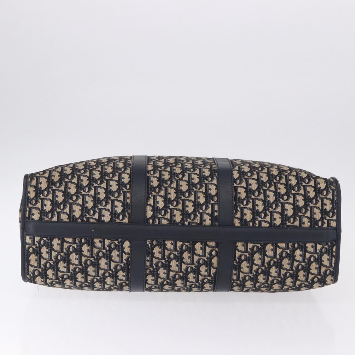 Christian Dior Trotter Canvas Hand Bag Navy Gold Tone Auth 192908