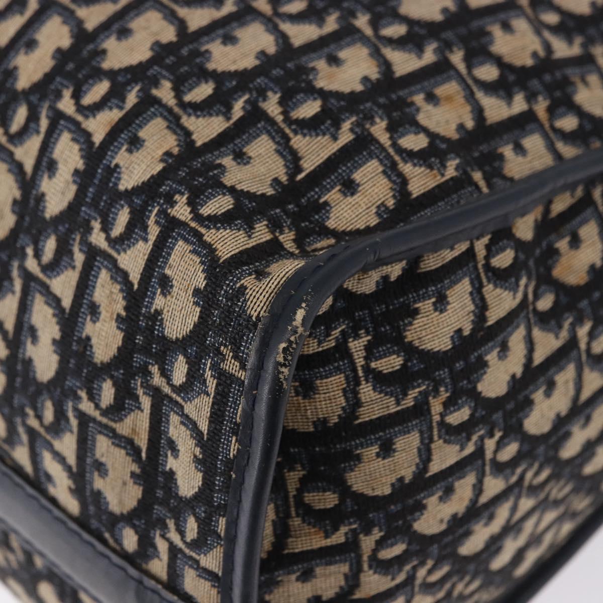 Christian Dior Trotter Canvas Hand Bag Navy Gold Tone Auth 192908