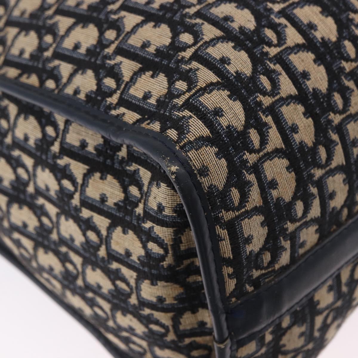 Christian Dior Trotter Canvas Hand Bag Navy Gold Tone Auth 192908