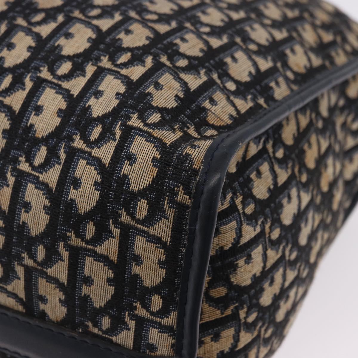 Christian Dior Trotter Canvas Hand Bag Navy Gold Tone Auth 192908