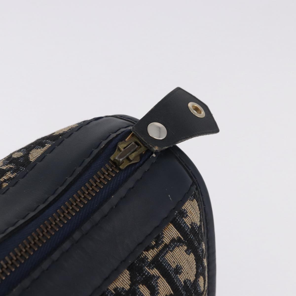 Christian Dior Trotter Canvas Hand Bag Navy Gold Tone Auth 192908