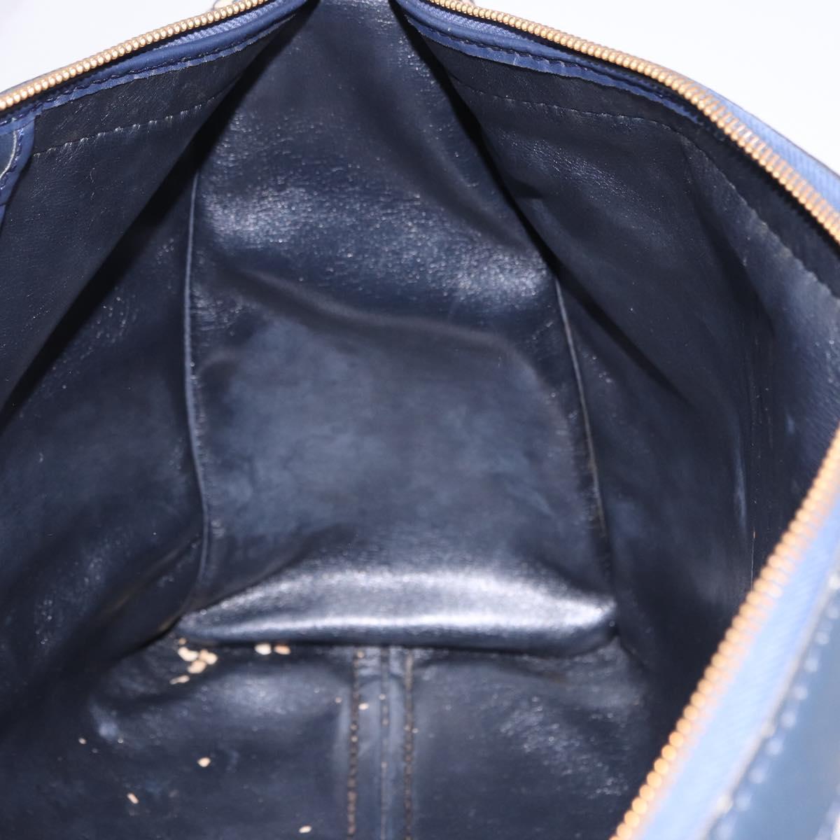 Christian Dior Trotter Canvas Hand Bag Navy Gold Tone Auth 192908