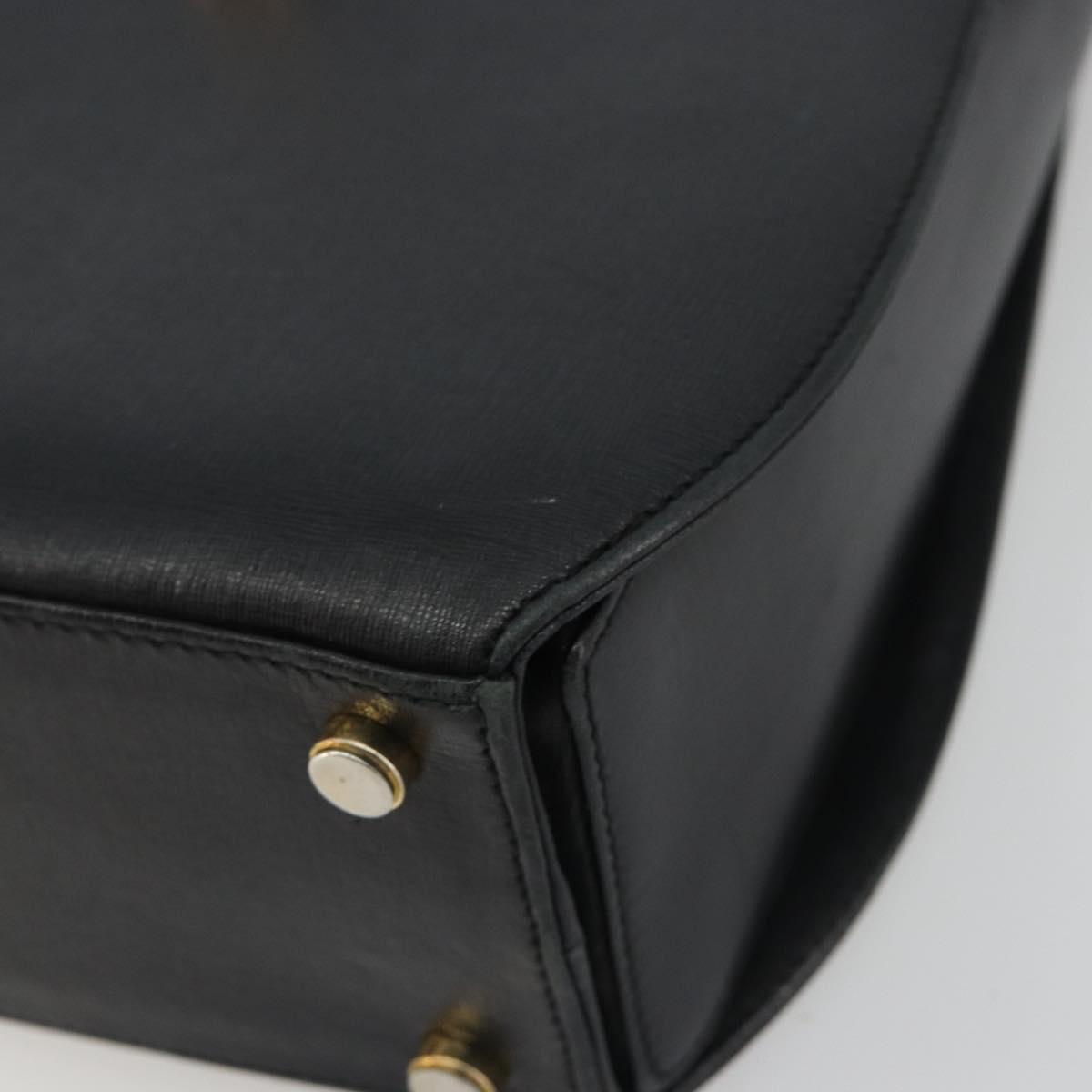 Salvatore Ferragamo Gancini Hand Bag Leather 2way Black Gold Tone Auth 192915
