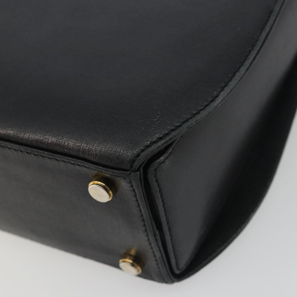 Salvatore Ferragamo Gancini Hand Bag Leather 2way Black Gold Tone Auth 192915