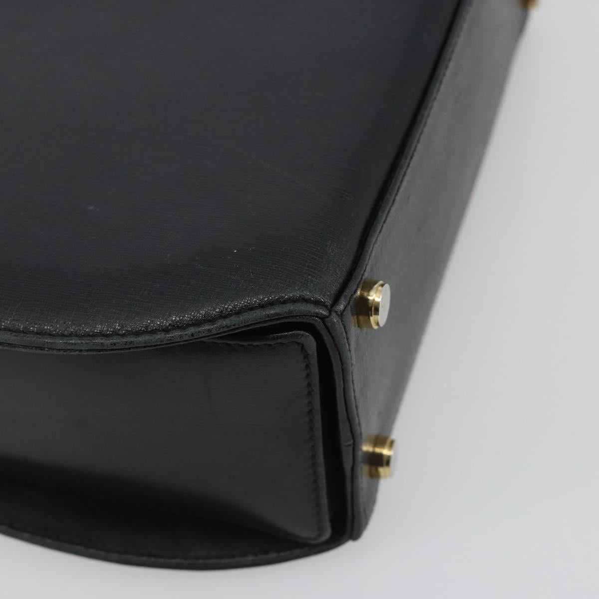 Salvatore Ferragamo Gancini Hand Bag Leather 2way Black Gold Tone Auth 192915