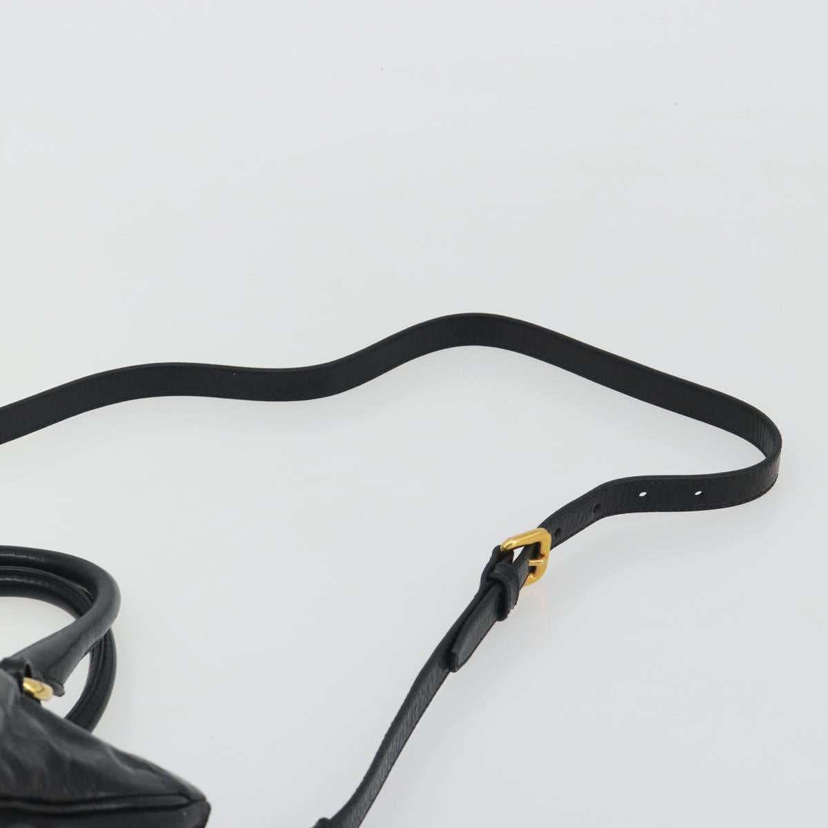 PRADA Hand Bag Leather 2way Black Gold Tone Auth 192927V