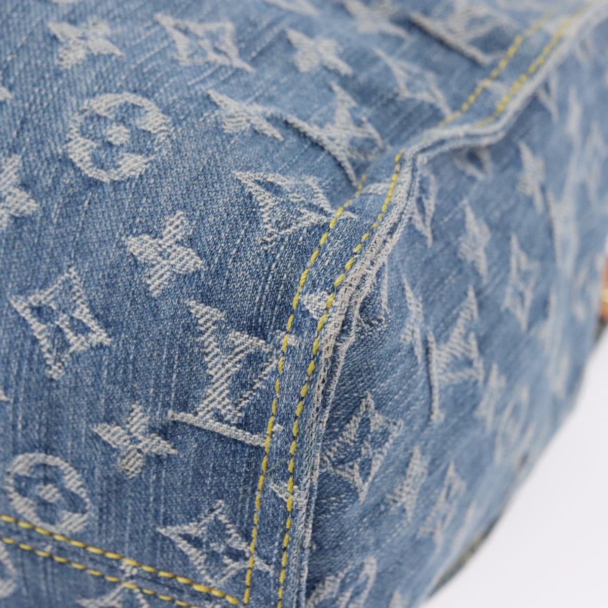 LOUIS VUITTON Monogram Denim On The Go MM Hand Bag Blue M46871 LV Auth 192928SAM