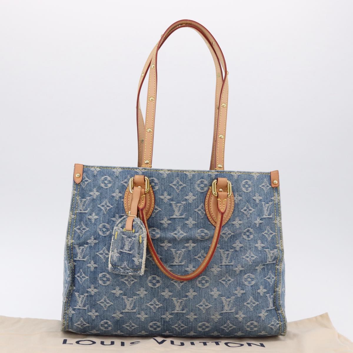 LOUIS VUITTON Monogram Denim On The Go MM Hand Bag Blue M46871 LV Auth 192928SAM
