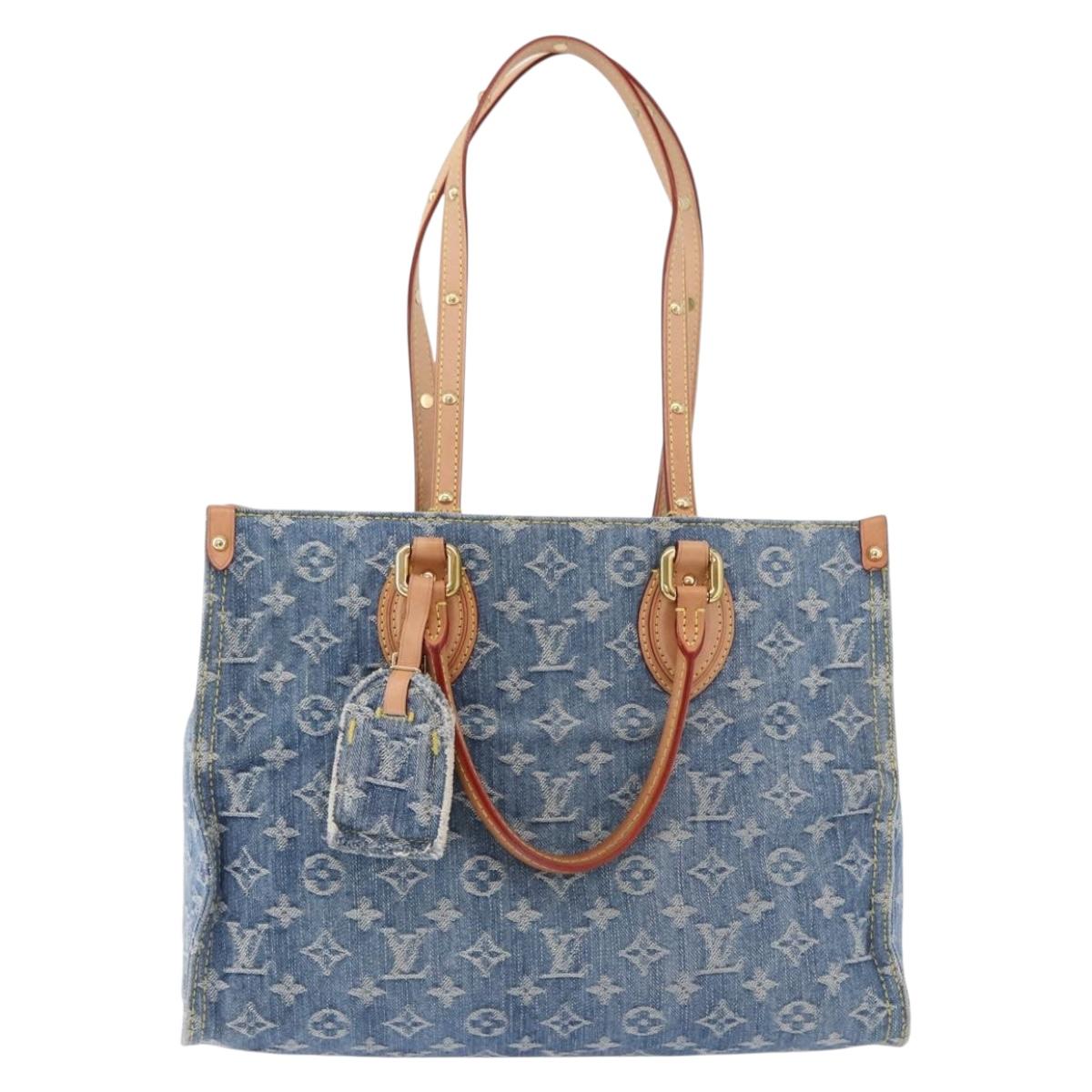 LOUIS VUITTON Monogram Denim On The Go MM Hand Bag Blue M46871 LV Auth 192928SAM