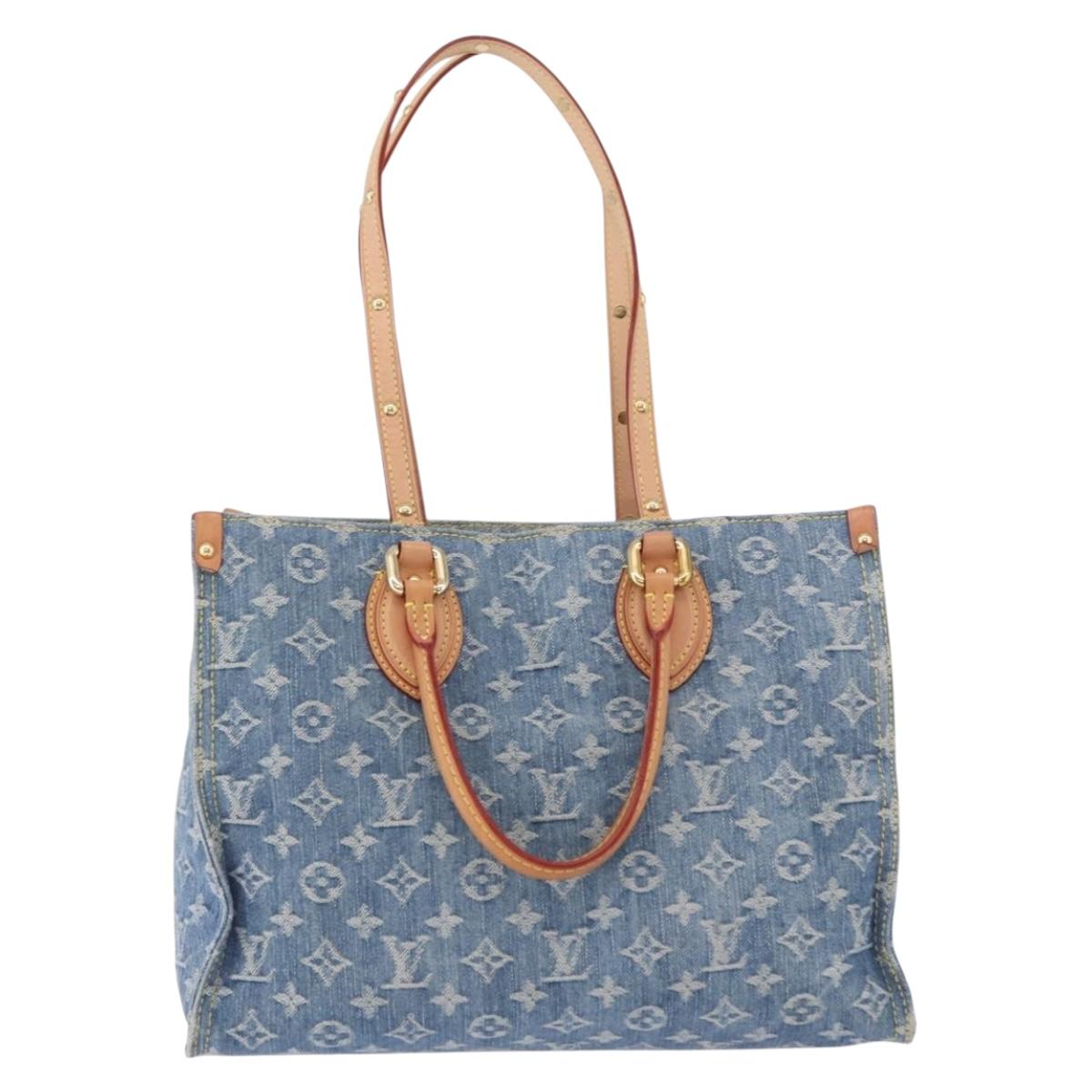LOUIS VUITTON Monogram Denim On The Go MM Hand Bag Blue M46871 LV Auth 192928SAM