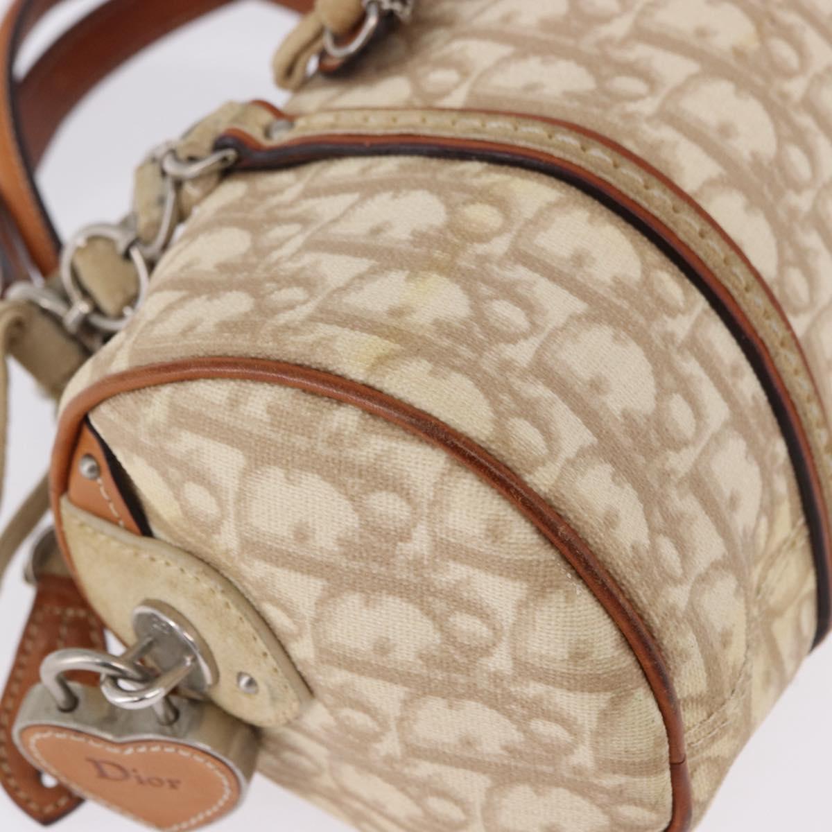Christian Dior Trotter Romantic Chain Shoulder Bag PVC Beige Silver Auth 192931