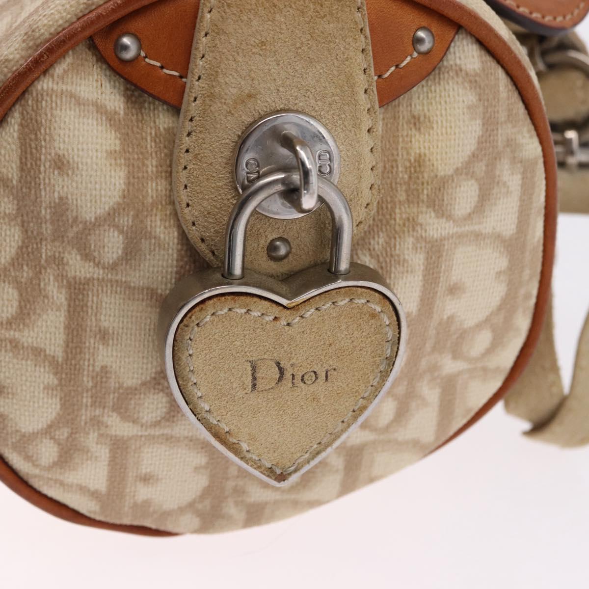 Christian Dior Trotter Romantic Chain Shoulder Bag PVC Beige Silver Auth 192931
