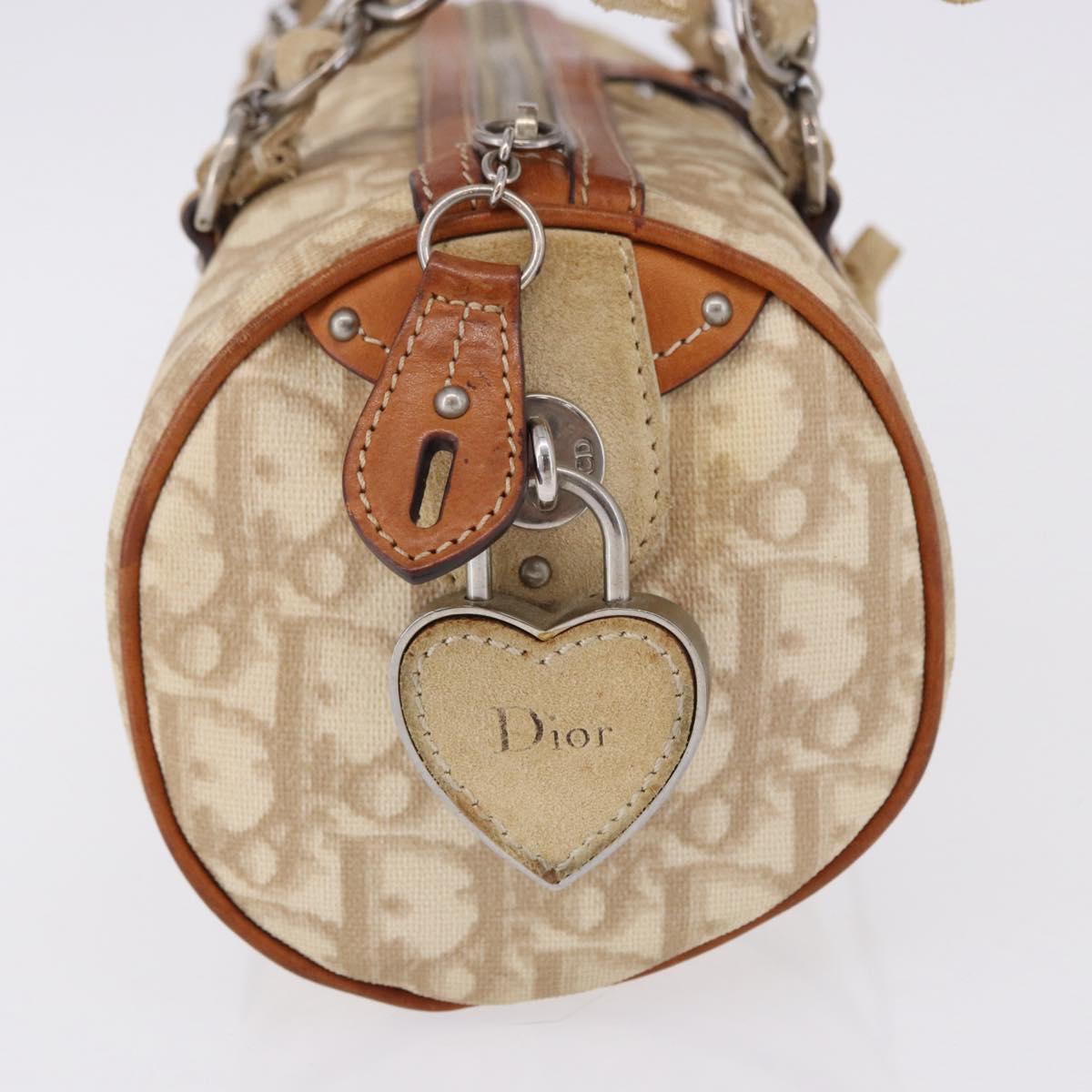 Christian Dior Trotter Romantic Chain Shoulder Bag PVC Beige Silver Auth 192931