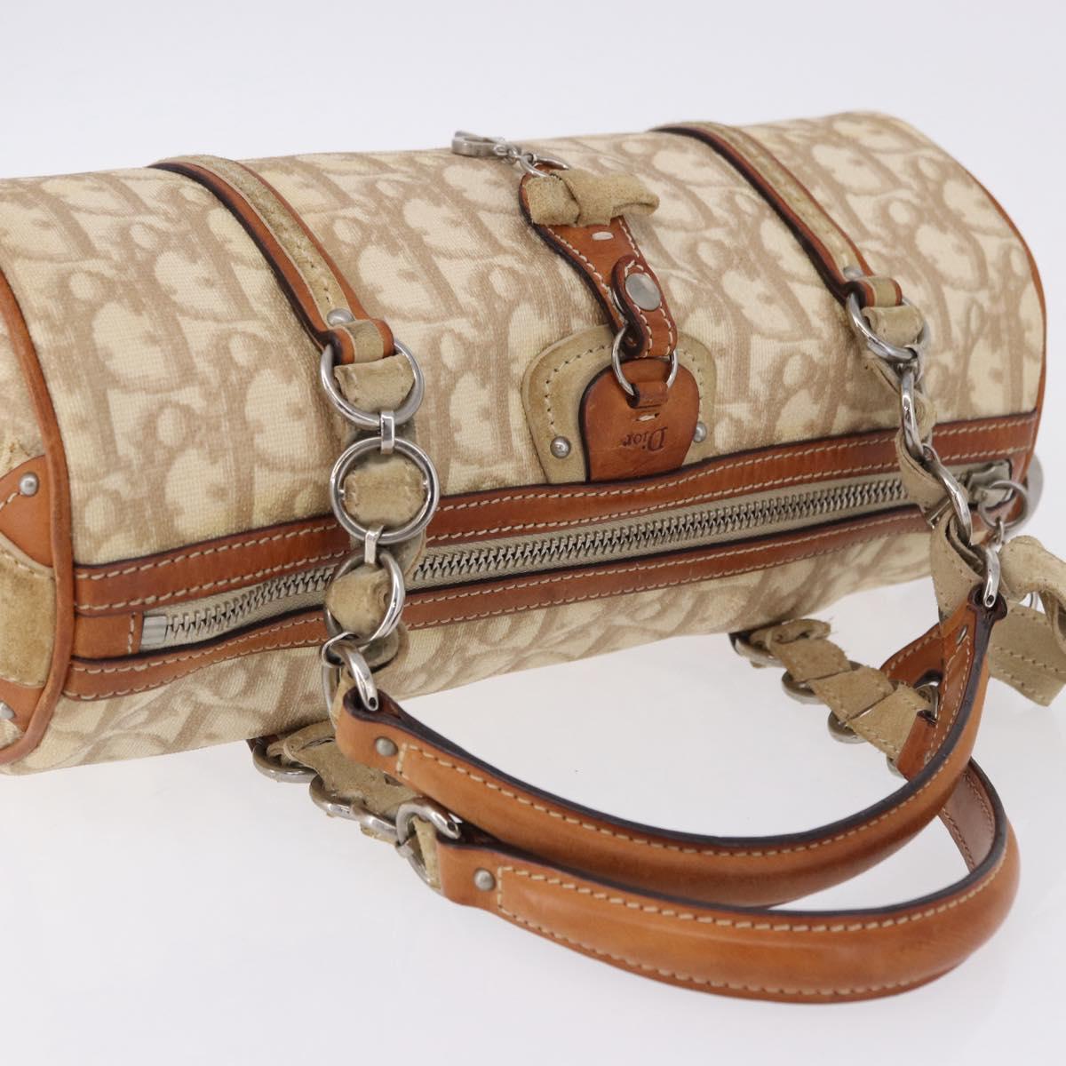 Christian Dior Trotter Romantic Chain Shoulder Bag PVC Beige Silver Auth 192931