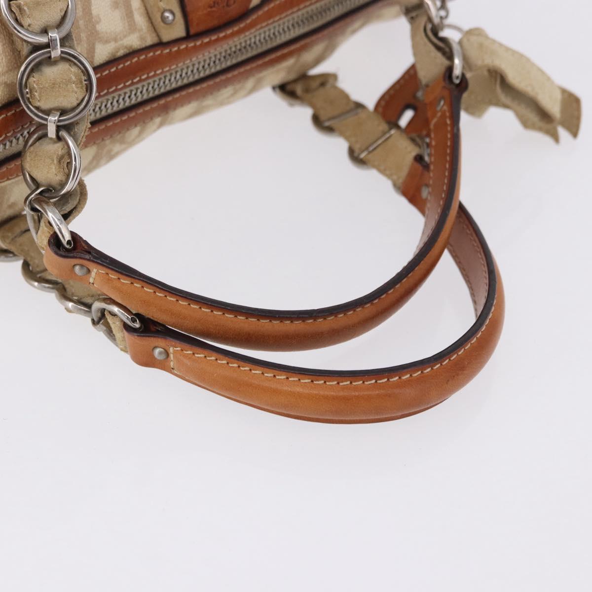 Christian Dior Trotter Romantic Chain Shoulder Bag PVC Beige Silver Auth 192931