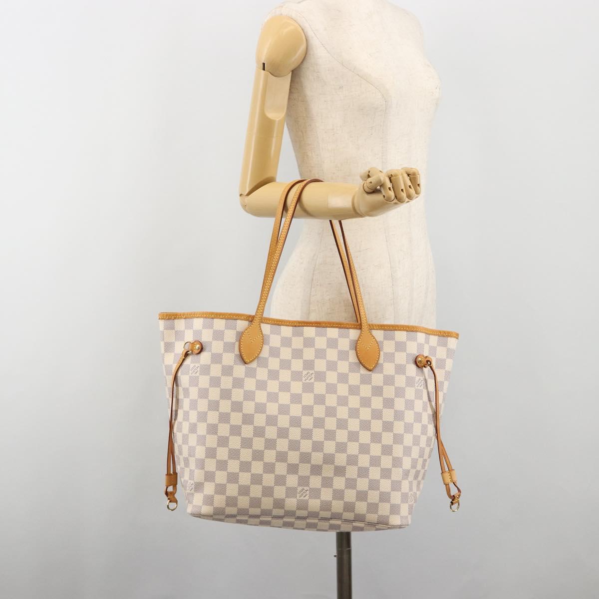 LOUIS VUITTON Damier Azur Neverfull MM Tote Bag N41605 LV Auth 192933