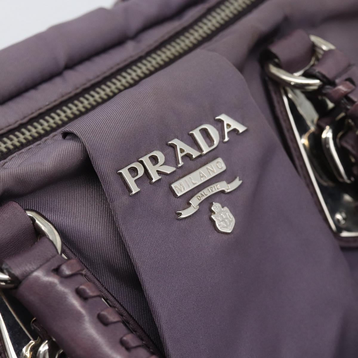 PRADA Hand Bag Nylon 2way Purple Silver Auth 192934A