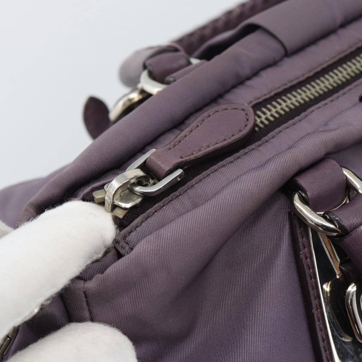 PRADA Hand Bag Nylon 2way Purple Silver Auth 192934A