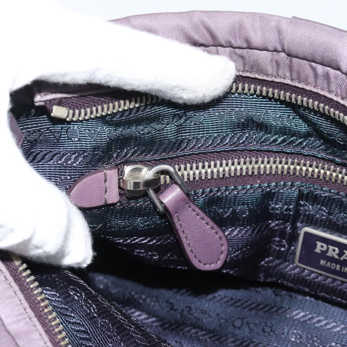 PRADA Hand Bag Nylon 2way Purple Silver Auth 192934A