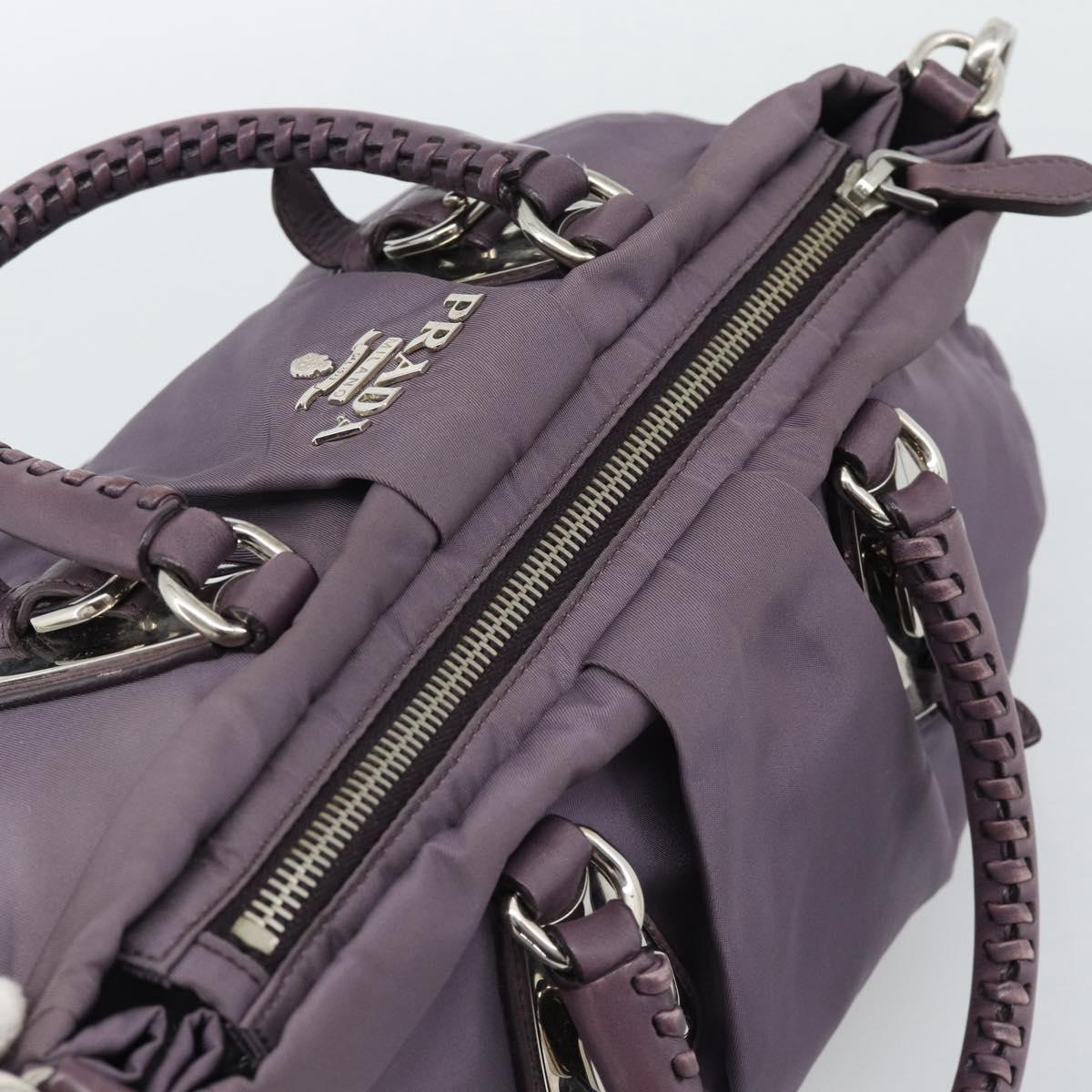PRADA Hand Bag Nylon 2way Purple Silver Auth 192934A