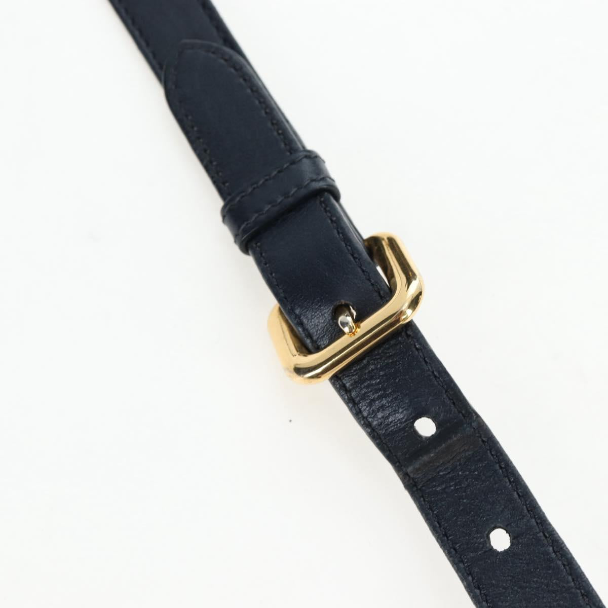 PRADA Hand Bag Nylon 2way Navy Gold Auth 192936V