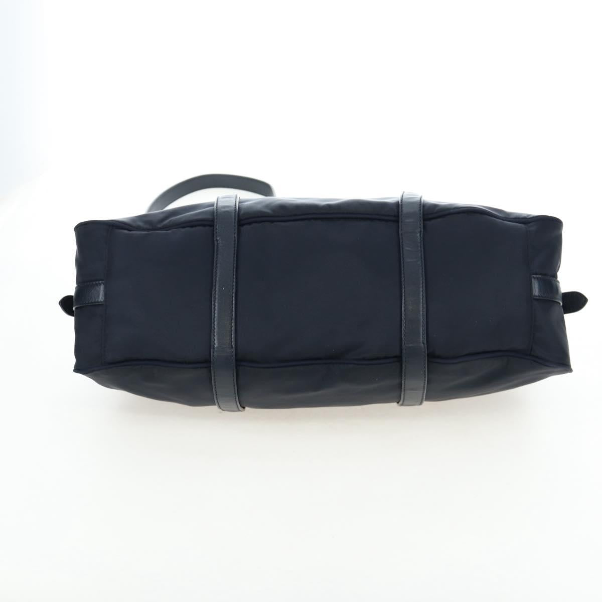 PRADA Hand Bag Nylon 2way Navy Gold Auth 192936V