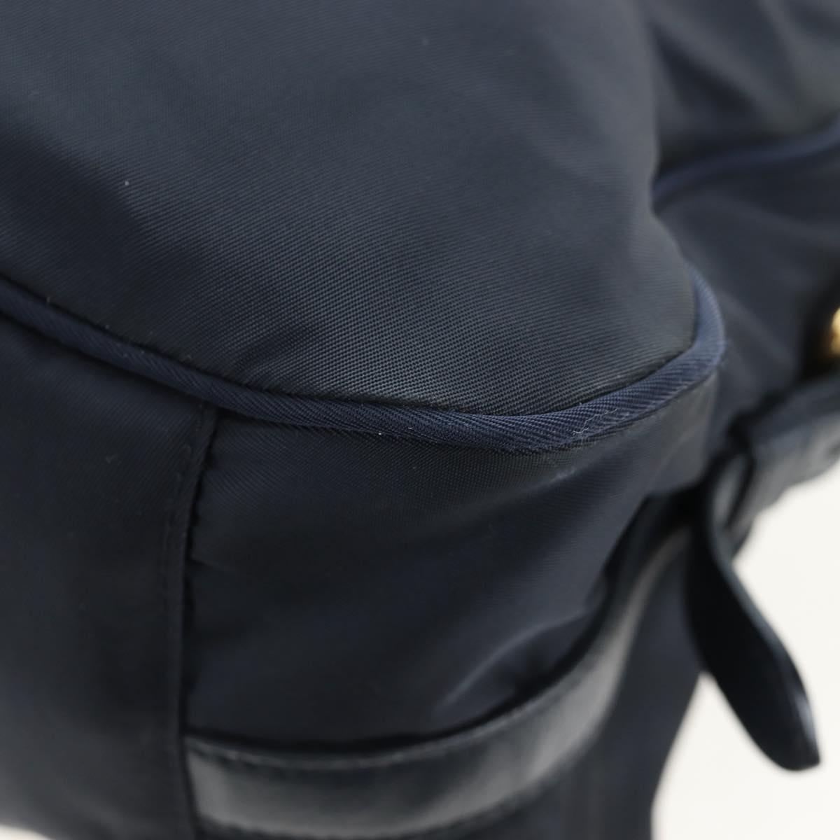 PRADA Hand Bag Nylon 2way Navy Gold Auth 192936V