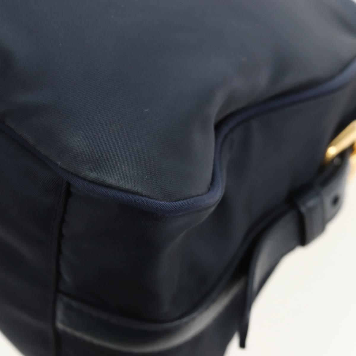 PRADA Hand Bag Nylon 2way Navy Gold Auth 192936V