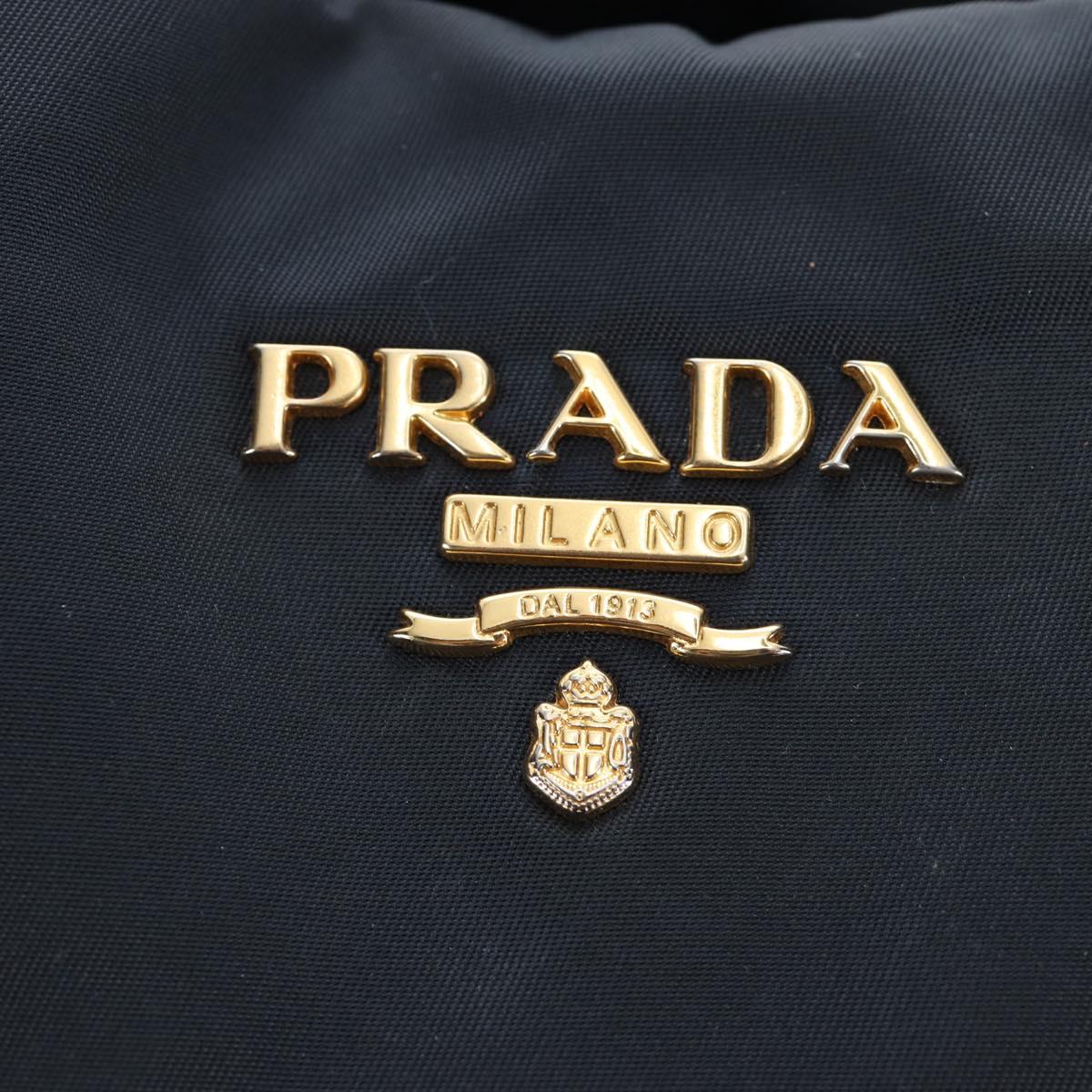 PRADA Hand Bag Nylon 2way Navy Gold Auth 192936V