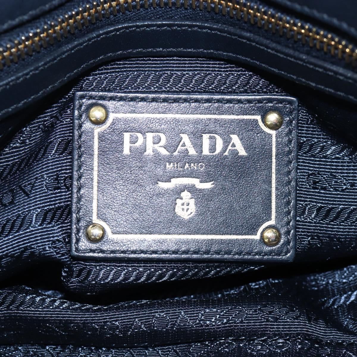 PRADA Hand Bag Nylon 2way Navy Gold Auth 192936V