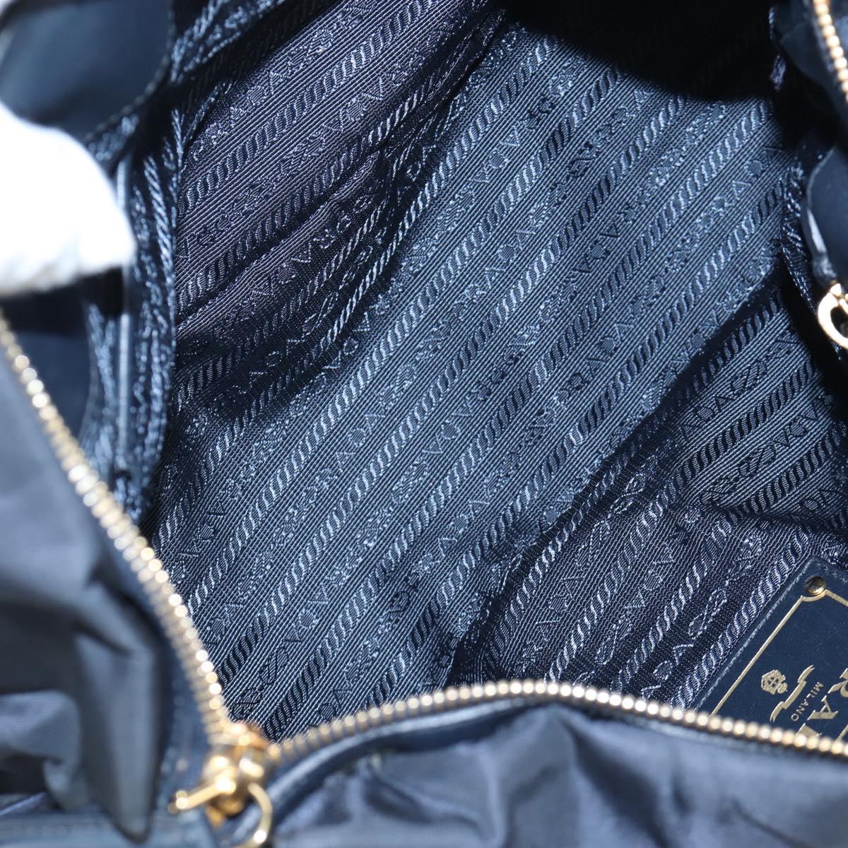 PRADA Hand Bag Nylon 2way Navy Gold Auth 192936V