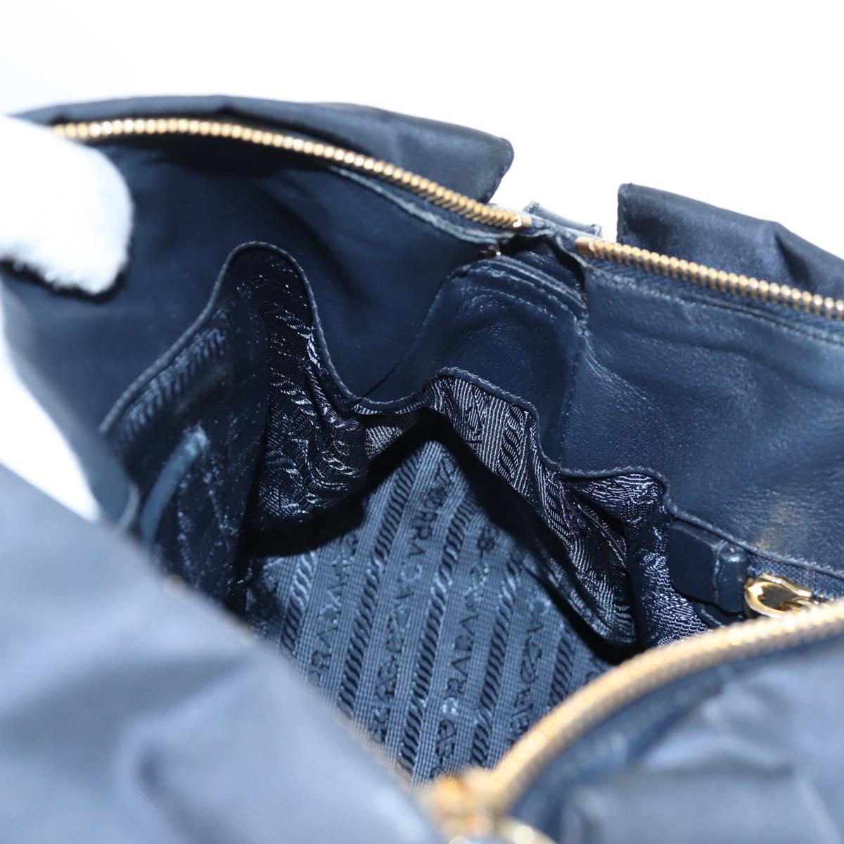 PRADA Hand Bag Nylon 2way Navy Gold Auth 192936V